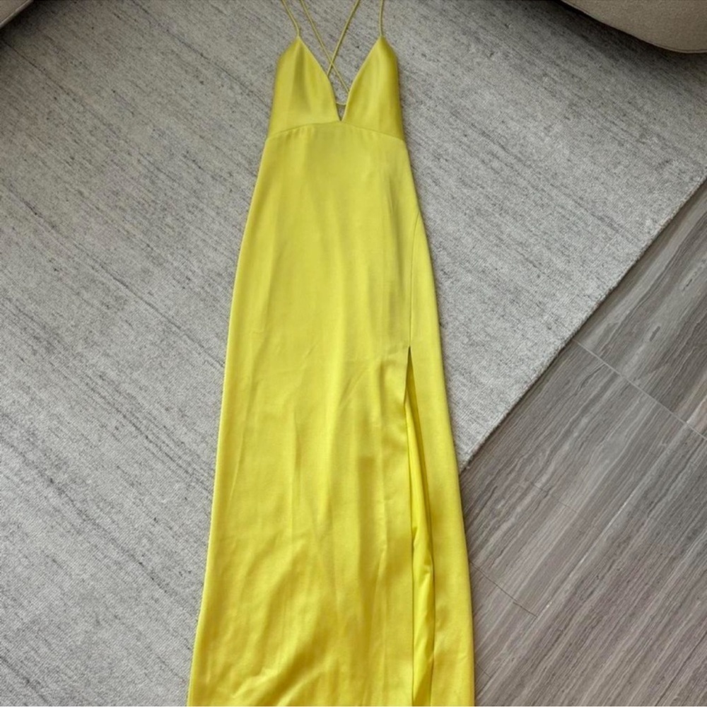 Alice + Olivia Bright Yellow V-Neck Spaghetti Strap Maxi Dress